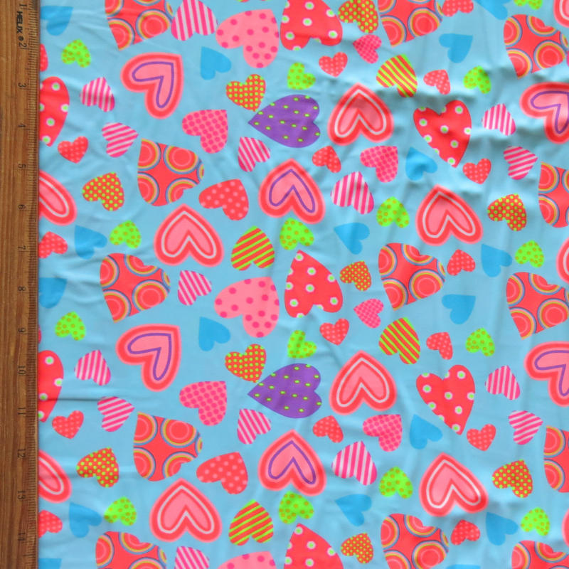 Swim Knit Nylon Spandex Fluorescent Hearts