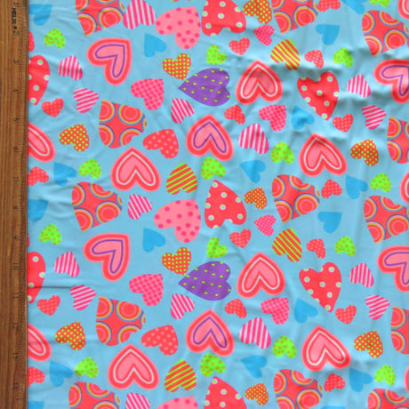 Swim Knit Nylon Spandex Fluorescent Hearts