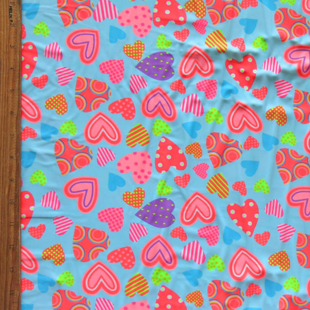 Swim Knit Nylon Spandex Fluorescent Hearts