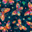 Cotton Print Fluttering Gardens Butterflies Teal Fabric 44/45"