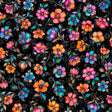 Cotton Print Fluttering Gardens Small Floral Black 44/45 Fabric
