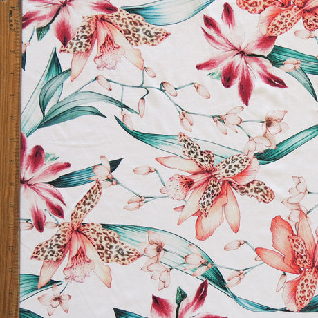 Swim Knit Nylon Spandex Fly Away Orchid White Peach Colorway