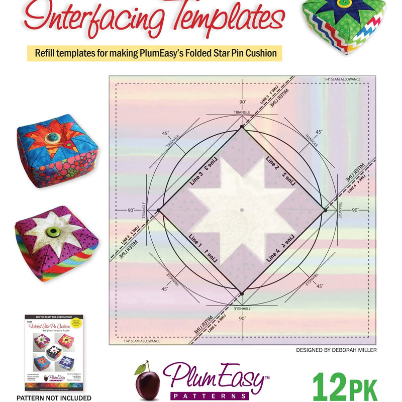 Folded Star Pincushion Template 12-Pack