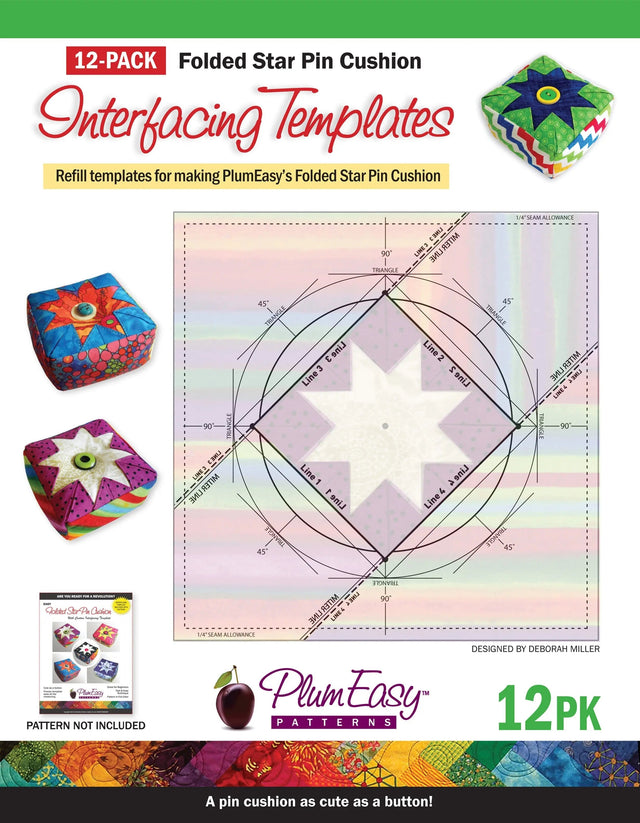 Folded Star Pincushion Template 12-Pack