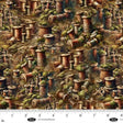 Cotton Print Forget Me Not Moss Fabric 44/45"