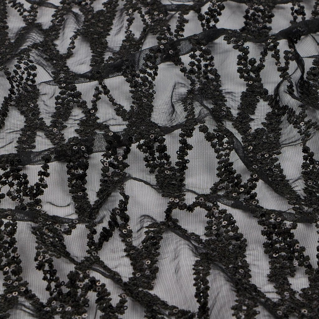 Embroidered Mesh Sequin Fabric