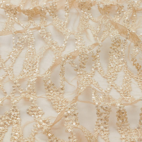Forget Me Not Polyester Mesh Fabric - Embroidered Sequin, 52/54" Cut Width, 50" Usable Width, 200 Gsm (1 Yard)