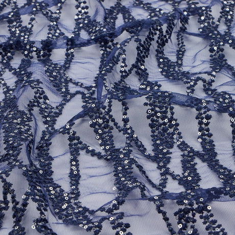 Forget Me Not Embroidered Mesh Fabric - Polyester Mesh With Embroidered Sequin, 52/54" Cut Width, 50" Usable Width, 200 Gsm, Color Options (1 Yard)