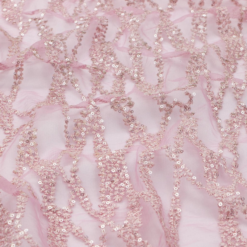 Forget Me Not Embroidered Mesh Fabric - Polyester Mesh With Embroidered Sequin, 52/54" Cut Width, 50" Usable Width, 200 Gsm, Color Options (1 Yard)