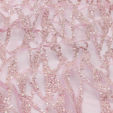 Forget Me Not Embroidered Mesh Fabric - Polyester Mesh With Embroidered Sequin, 52/54" Cut Width, 50" Usable Width, 200 Gsm, Color Options (1 Yard)