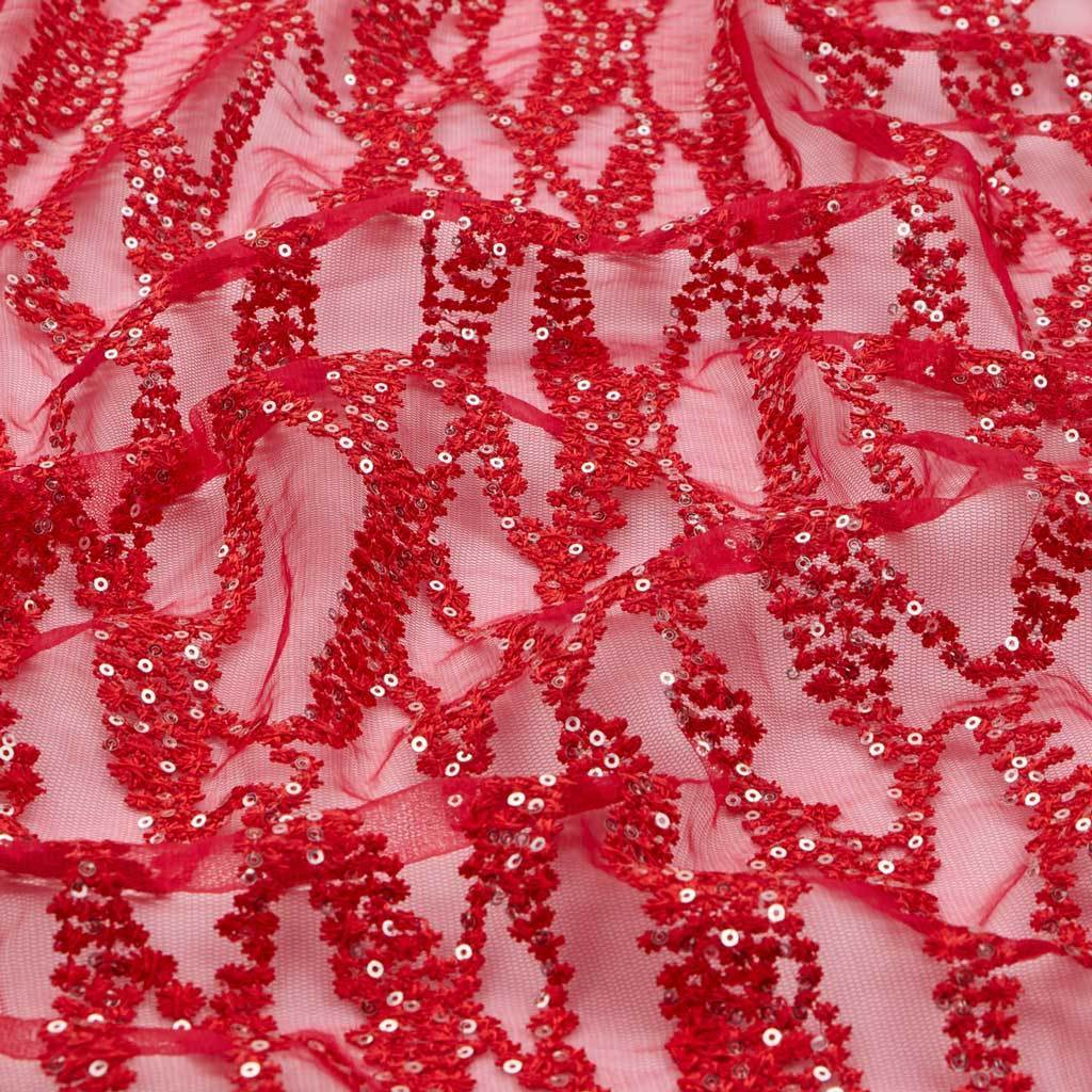 Embroidered Mesh Sequin Fabric