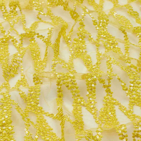 Forget Me Not Embroidered Mesh Fabric - Polyester Mesh With Embroidered Sequin, 52/54" Cut Width, 50" Usable Width, 200 Gsm, Color Options (1 Yard)
