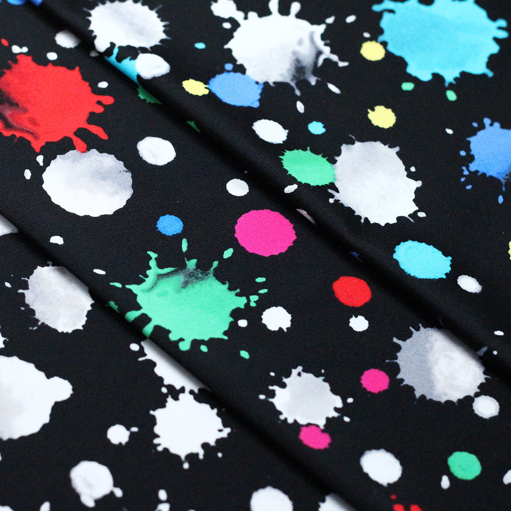 Foxy Lady Dots Nylon Spandex Fabric - Multiple Colors, Paint Splatter Dots, 58/60" Width (1 Yard)