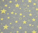 Printed French Terry Yellow Stars Heather Gray