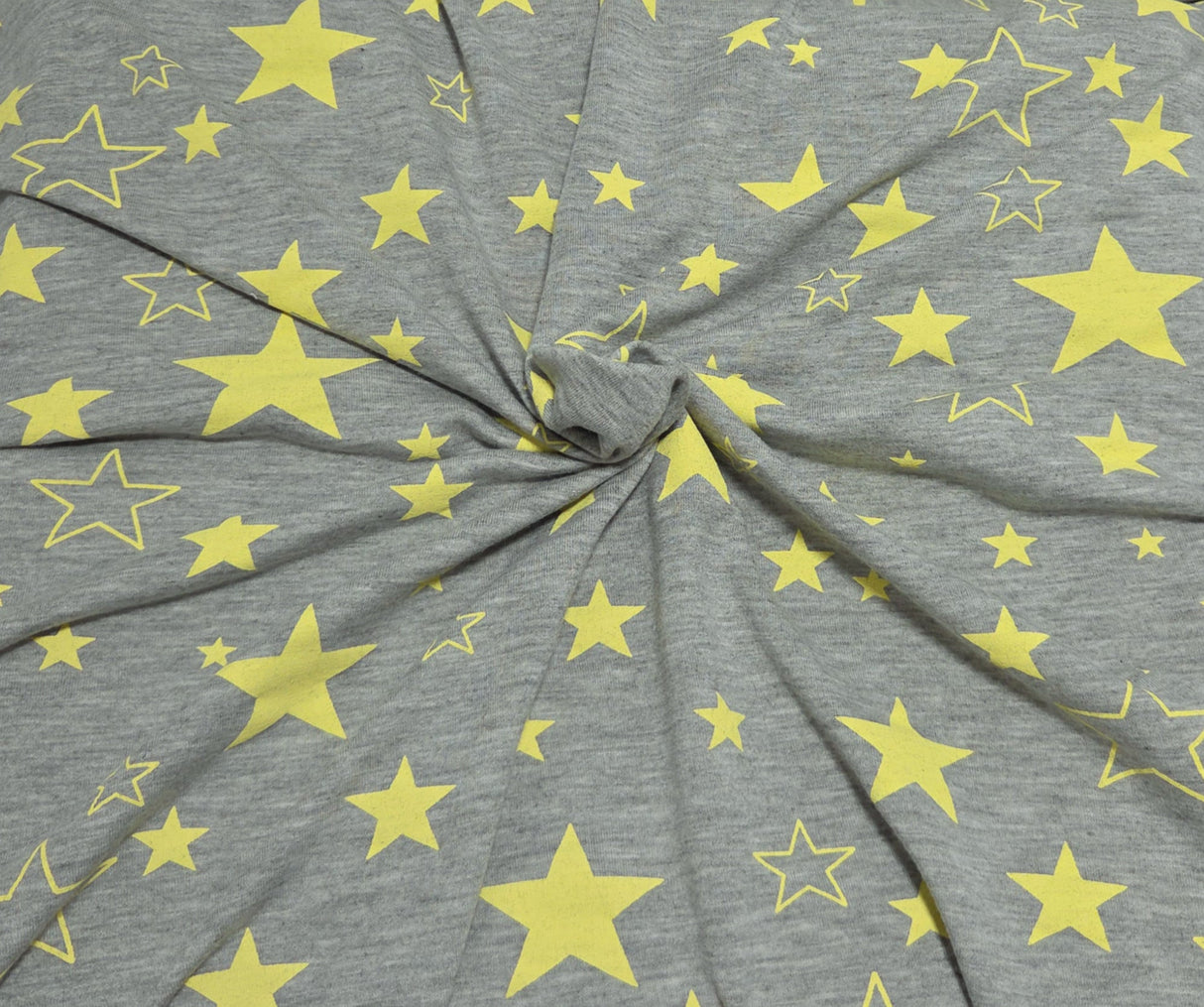 Printed French Terry Yellow Stars Heather Gray