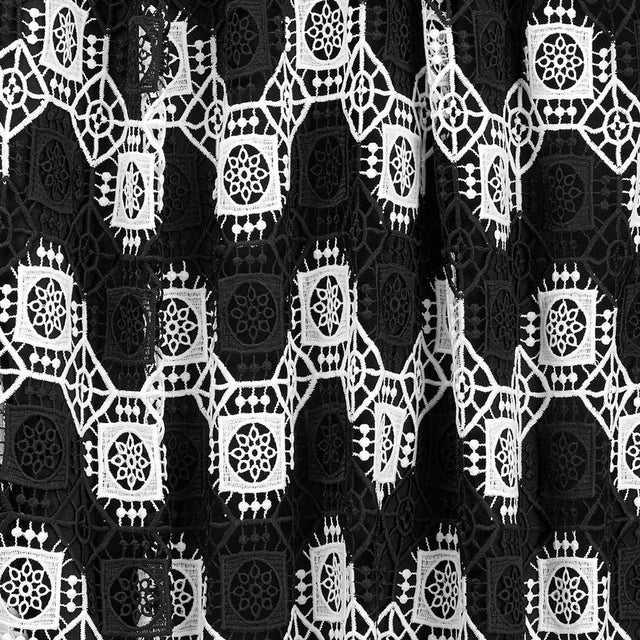 Frequency Mechanical Lace Fabric - Blue, Intricate Pattern, 52/54" Width (1 Yard)