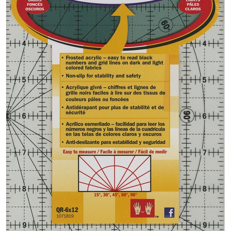 Acrylic Quilting Ruler 6in x 12in Frosted Traveler