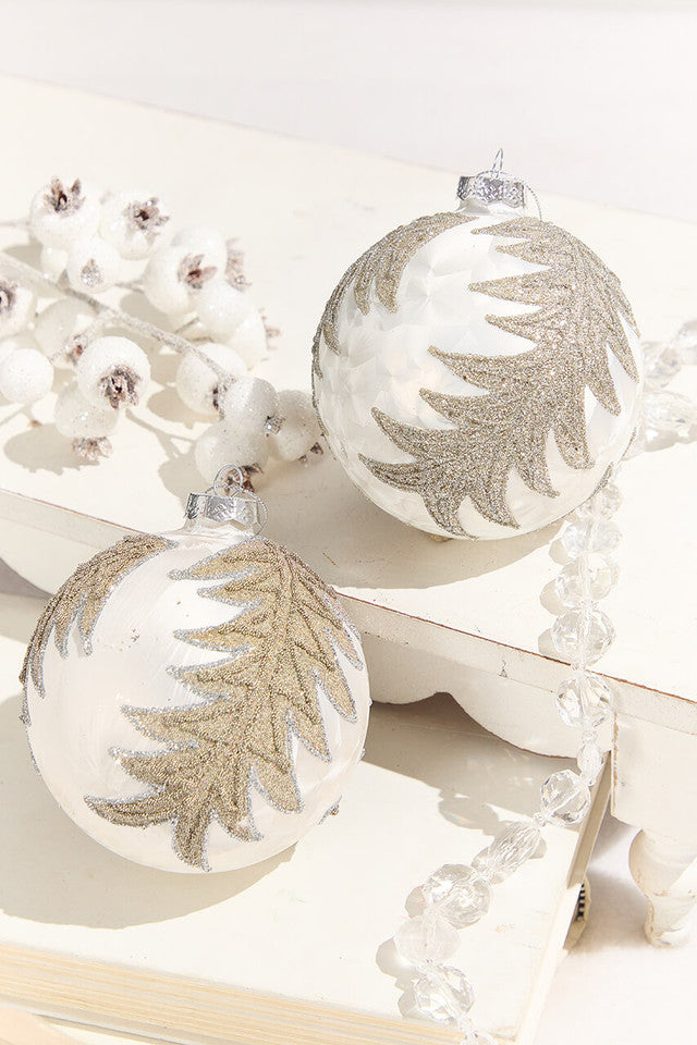 4" Frosted Silver Tree Glass Ornament Set