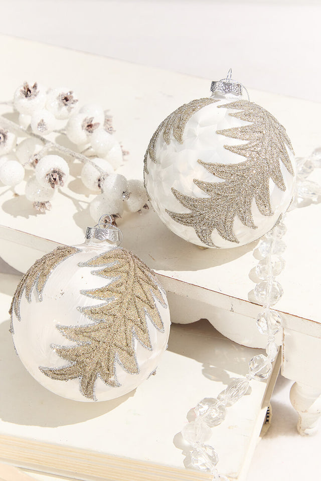 4” Frosted Silver with Tree Glass Ornament