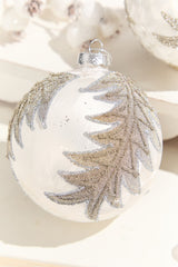 4” Frosted Silver with Tree Glass Ornament
