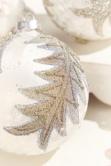 4” Frosted Silver with Tree Glass Ornament