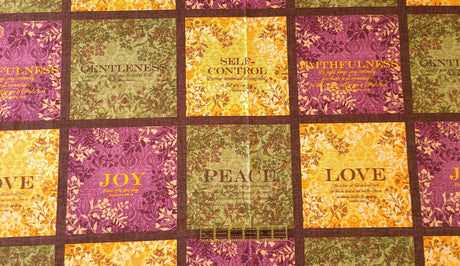 Fabric Panel Fruit of Spirit Love Joy Peace 24"x44"