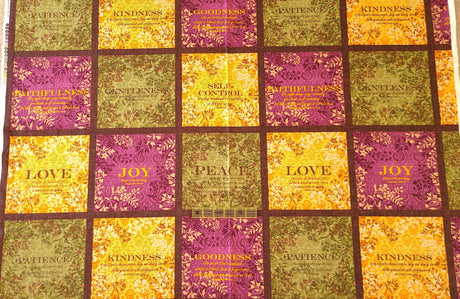 Fabric Panel Fruit of Spirit Love Joy Peace 24"x44"