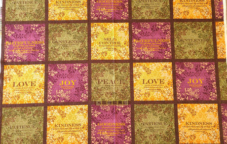 Fabric Panel Fruit of Spirit Love Joy Peace 24"x44"