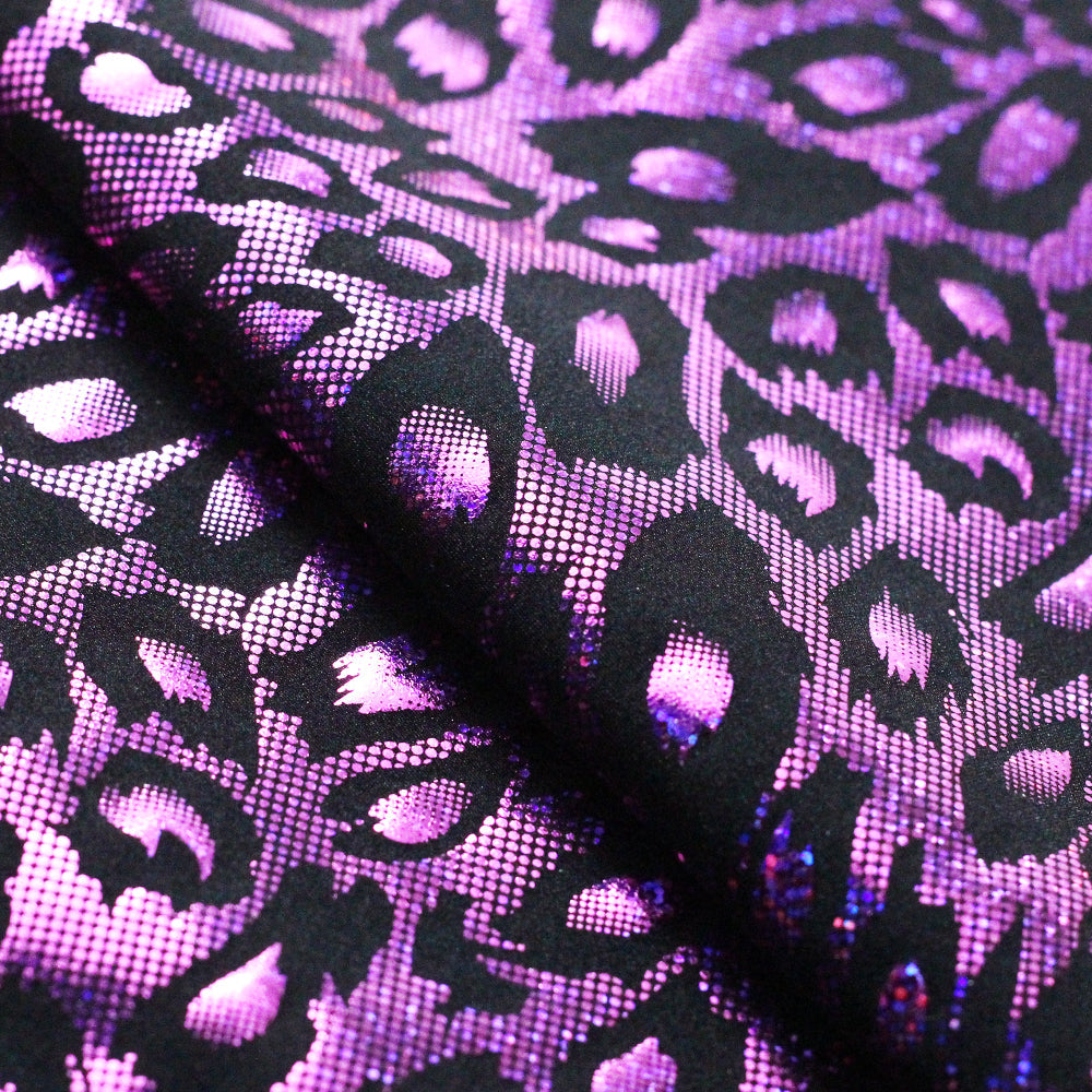 Krazy Kat Nylon Spandex Fabric - Silver Black, Fuchsia Black, Hologram Leopard Print, 58-60" Width (1 Yard)