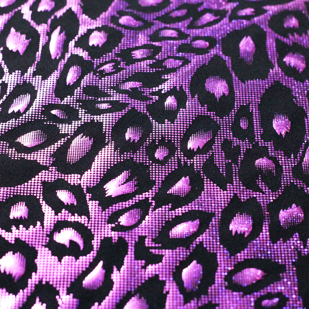 Krazy Kat Nylon Spandex Fabric - Silver Black, Fuchsia Black, Hologram Leopard Print, 58-60" Width (1 Yard)