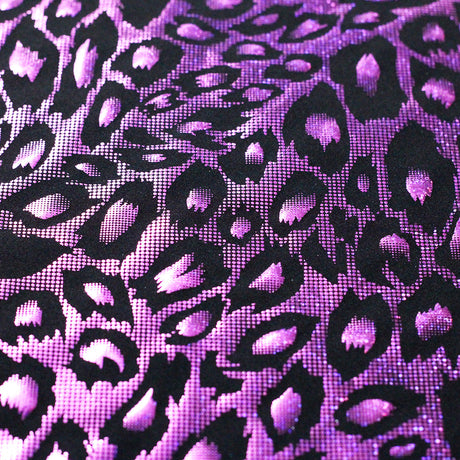 Krazy Kat Nylon Spandex Fabric - Silver Black, Fuchsia Black, Hologram Leopard Print, 58-60" Width (1 Yard)