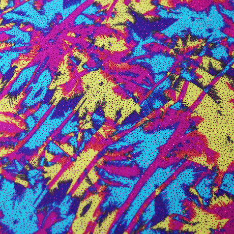 Sunset At The Beach Nylon Spandex Fabric - Assorted Colors, Tropical Palm Tree Print, 58/60" Width (1 Yard)