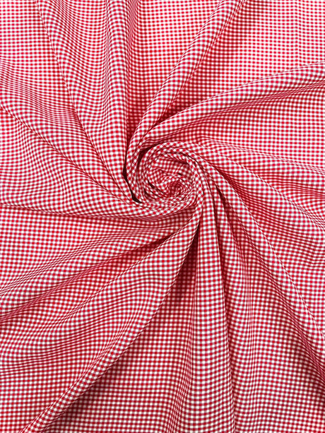 Gingham 1/8 Squares Polyester Poplin Fabric - Checkered Gingham, 60" Width (1 Yard)