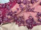 3D Beaded Floral Lace Fabric