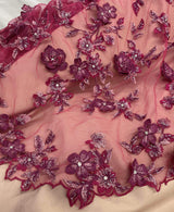 3D Beaded Floral Lace Fabric