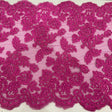 Double Sided Beaded & Corded Lace Trim Polyester Fabric - Embroidered Couture Lace, 14.5" Width (1 Yard)