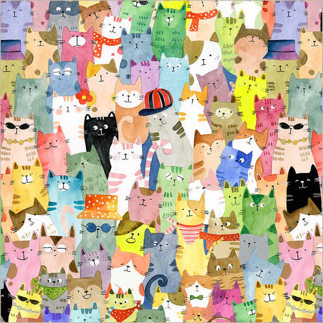 Cotton Fabric Full of Purrsonality Cats Wideback