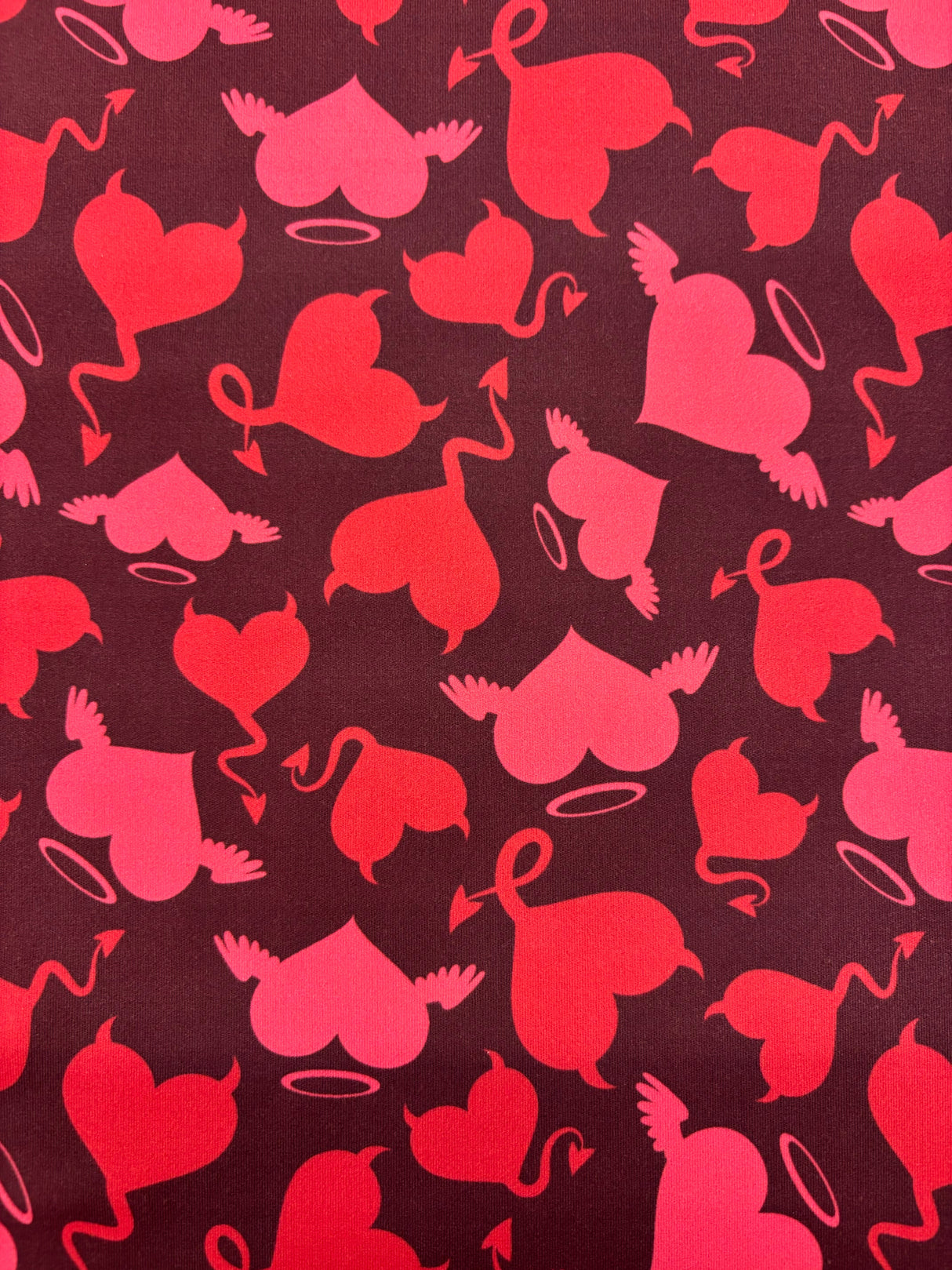 Devil Heart Print Polyester Spandex Fabric - Devil Heart Print, 58"/60" Width (1 Yard)