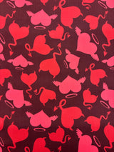 Devil Heart Print Polyester Spandex Fabric - Devil Heart Print, 58"/60" Width (1 Yard)