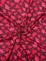 Devil Heart Print Polyester Spandex Fabric - Devil Heart Print, 58"/60" Width (1 Yard)