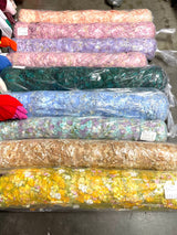 Multi Color 3D Floral Daisy Design Embroider Lace Fabric - Multi Color Floral Embroidery, 54" Width (1 Yard)