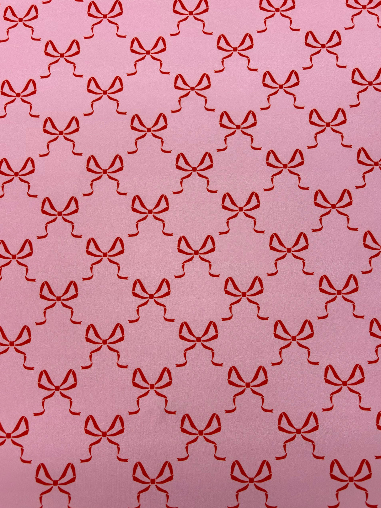Bow Print Spandex Fabric - White/Pink Bow Print, 58"/60" Width (1 Yard)