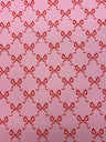 Bow Print Spandex Fabric - White/Pink Bow Print, 58"/60" Width (1 Yard)