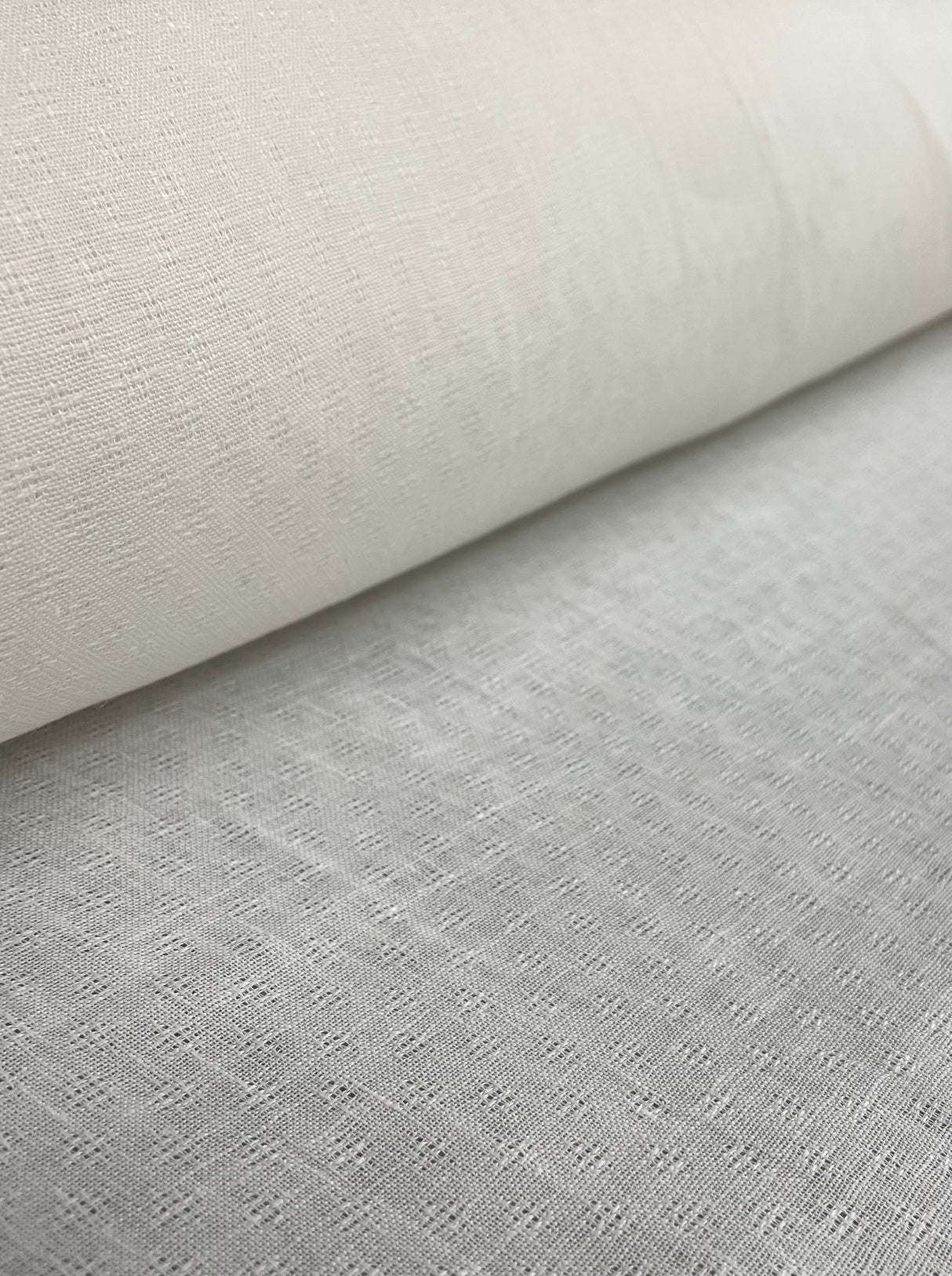 Linen Jacquard Diamond Ivory Fabric