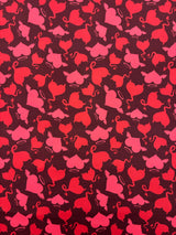 Devil Heart Print Polyester Spandex Fabric - Devil Heart Print, 58"/60" Width (1 Yard)