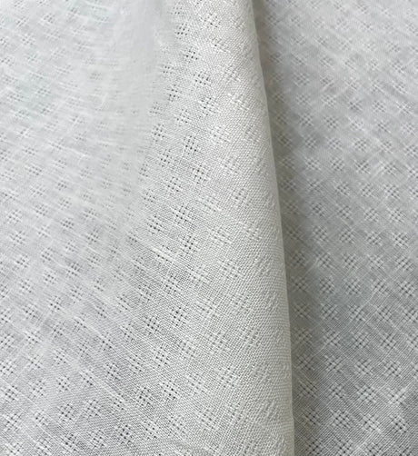 Linen Jacquard Diamond Ivory Fabric