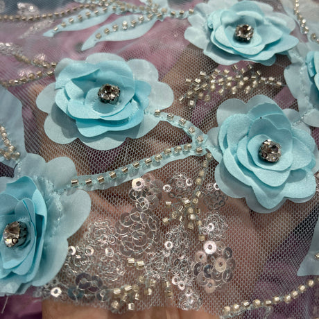 3D Floral Beaded Lace Mesh