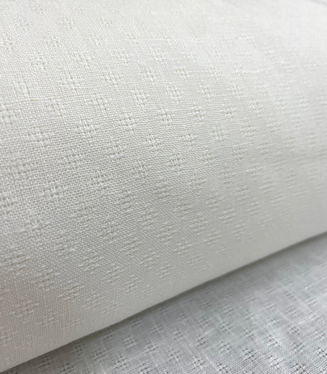 Linen Jacquard Diamond Ivory Fabric