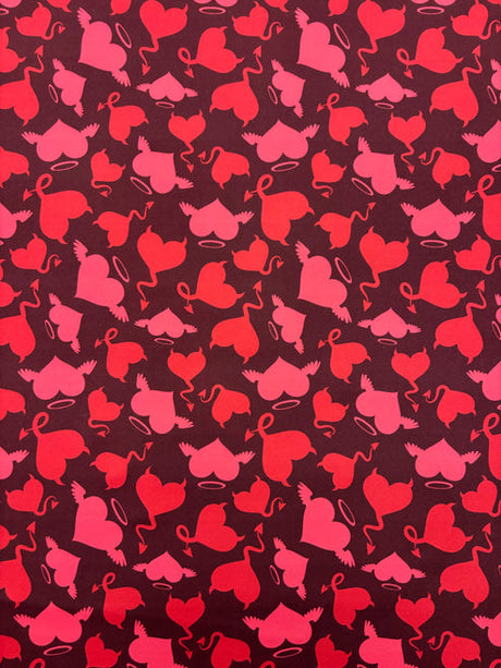 1 Yard Devil Heart Print Spandex Fabric 58/60 Inches Wide for Swimwear and Costumes 58"/60" Width
