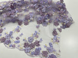 Multi Color 3D Floral Daisy Design Embroider Lace Fabric - Multi Color Floral Embroidery, 54" Width (1 Yard)